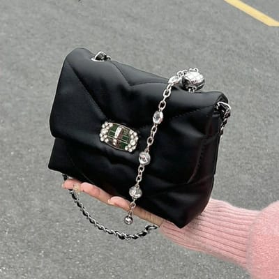 High-end okseltas voor dames nieuwe stijl transport kralenketting kleine tas voortreffelijke zwarte modieuze schoudertas voor dames black