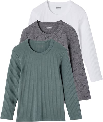 Vertbaudet Set van 3 T-shirts van ribstof met lange mouwen jongens