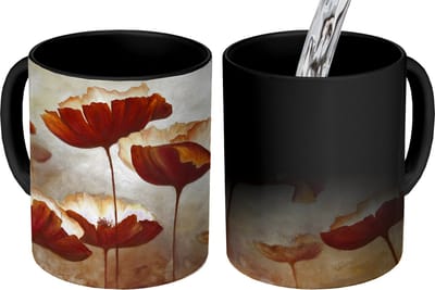 Magische Mok - Foto op Warmte Mokken - Koffiemok - Schilderij - Bloemen - Olieverf - Planten - Magic Mok - Beker - 350 ML - Theemok