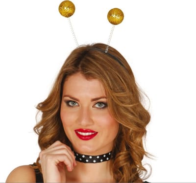 Fiestas Verkleed diadeem discoballen/Aliens sprieten - goud - meisjes/dames
