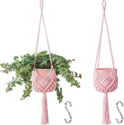 KZQ Macrame Plantenhanger Set Van 2 Met Patronen Voor Binnen En Buiten Geschikt Voor Potten Tot 20 Cm Diameter
