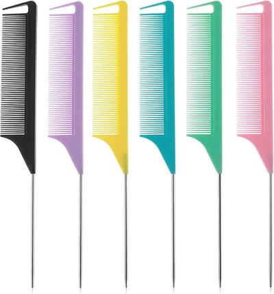 6 stuks Rattenstaartkammen voor haarstyling - Fijne tandafscheidingskammen voor Vlechten en Haarsecties