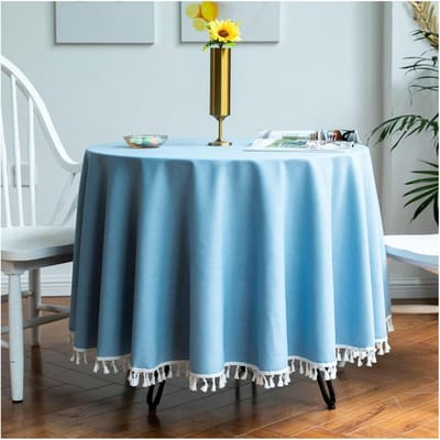 Ronde Tafelkleed - Decoratief Kleed - Tafel Beschermen - Met Franjes - 280 cm - Geel