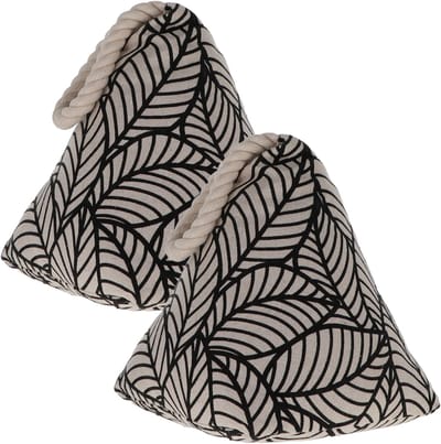 Luance Deurstopper - 2x - 1 kg - beige - stof - zwarte jungle print - 15 cm - deurstop
