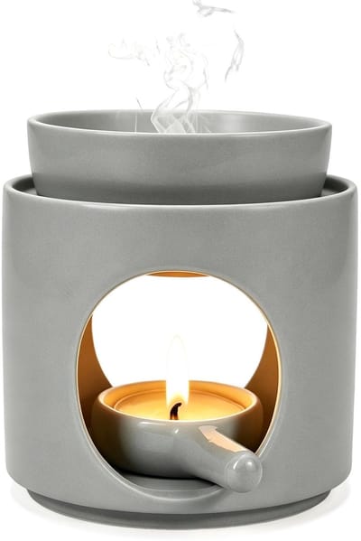 Dailygoods- Geurlamp Hoogwaardig Keramiek - Aromatherapie Lamp - Theelicht - Wierookbrander - Geurwas - Afneembaar en Duurzaam - Aromalamp
