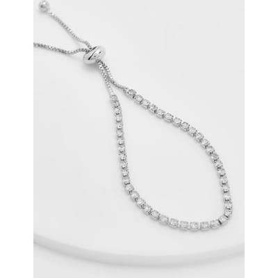 boohoo Dames Diamante Toggle Armband | Zilver