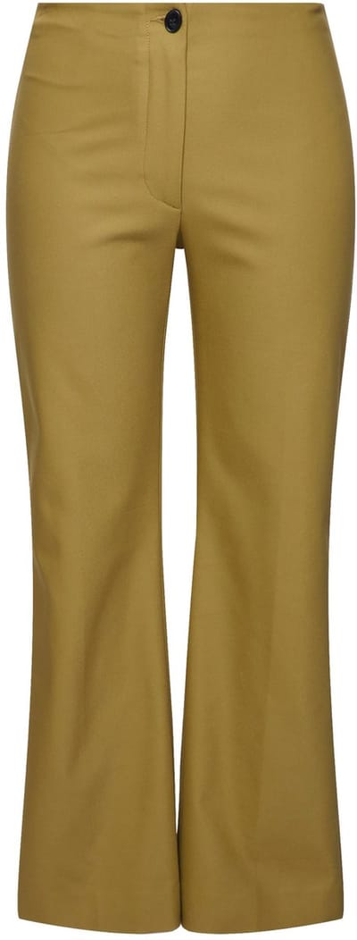 Ulla Popken - Dames - Broek Rose rechte pijpen comfortabele tailleband stretch - Olijfgroen - Maat 42