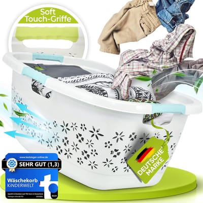Ergonomische Wasmand 50 Liter met Soft-Touch Handvatten - Waterblauw
