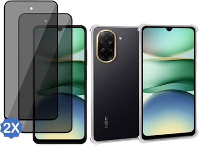 ChiGuard Hoesje & 2x Privacy Screenprotector geschikt voor Xiaomi Redmi A5 4G Hoesje Screenprotector - Gehard Glas Cover + Shock Proof Case - Transparant