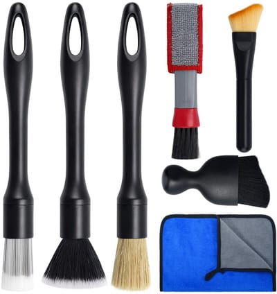 Dailygoods- Detailpenselenset 7-delig - Auto-reinigingsborstel - Detailleringsborstels - Stofborstel - Interieurreiniging - Hoogwaardige kwaliteit - Autoreinigingsset