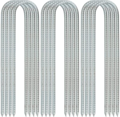 ONF3 - 12 Inch Gegalvaniseerde Wapening Stakes - Heavy Duty U-Shape Pinnen - Perfect voor Tuin - Tuin Stakes - Ideaal voor Tent en Luifel
