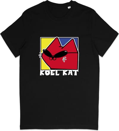 T Shirt Heren - T Shirt Dames - Cool Cat - Koel Kat - Zwart - Maat XS