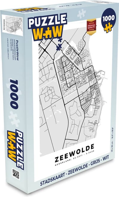 Puzzel Stadskaart - Zeewolde - Grijs - Wit - Legpuzzel - Puzzel 1000 stukjes volwassenen - Plattegrond