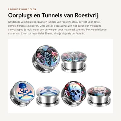 Dailygoods- Roestvrij Staal Oorplugs - 6 Stuks - Hoogwaardig - Comfortabel - Geschenkdoos - Fijn Gepolijst