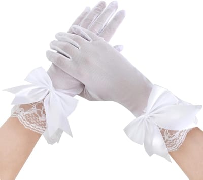 Elegante Kanten Handschoenen voor Dames - Volledige Vingers, Wit, Perfect voor Bruiloften, Feestjes en Kostuums