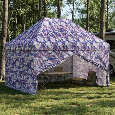 vidaXL - Pop-up - Gazebo - met - 4 - Zijwanden - 2,95 - x - 4,1 - m - Blauw - Camouflage