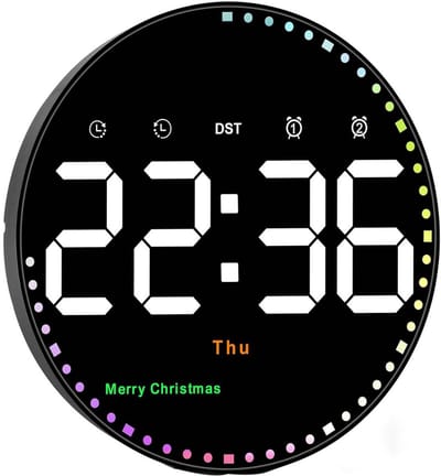 digitale wandklok, 10" digitale klok, groot display met afstandsbediening, instelbare helderheid, kalender, temperatuur, 12/24 uur, voor woonkamer, kantoor, slaapkamer, ouderen