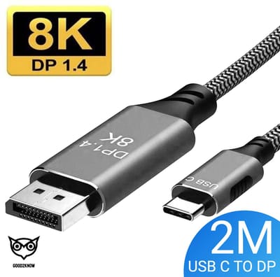 Good2know USB-C 3.1 Naar Displayport DP 1.4 - 8K 60Hz - 4K 120Hz - 2K 144Hz - Video Kabel geschikt ook voor Macbook Pro - Camera - HDTV - Monitor - Projector - Mobiel - Laptop – Notebook