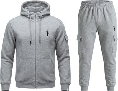 Hitman - Trainingspak Heren - Joggingpak Heren - Sportkleding Heren - Cadeau voor Man - Cargo Stijl - 7 Zakken - Katoen - Licht Grijs - Maat M