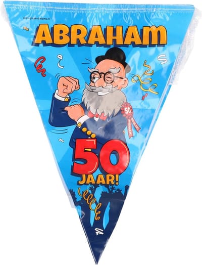 Paperdreams 50 Abraham party vlaggenlijn - 10 meter - 50 jaar verjaardag feestartikelen - versiering - plastic