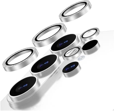 AVY Camera Lens Protector Rings | Geschikt voor Samsung Galaxy S26 Ultra | Camera Lens Protector Glas | Schokbestendig | Krasbestendig | met Applicator | Glitter Zilver
