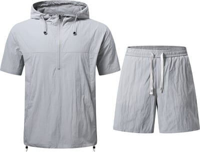 YOUTHUP Heren Ruimvallend Set - Capuchon en Trekkoord - Korte Mouw met Korte Broek - M