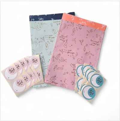 20x Cadeauzak + 20x naamsticker - MIX - Sint Songtekst Blauw - Roze Sinterklaas 17x25cm