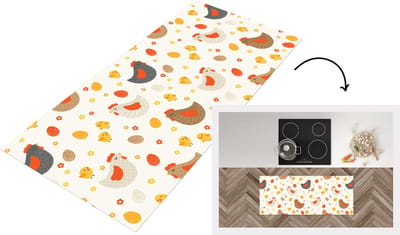 Keukenloper - Loper keuken - Kip - Eieren - Patroon - 120x50 cm - Keukenloper vinyl