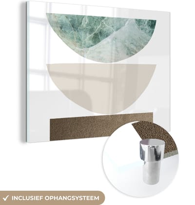 MuchoWow® Glasschilderij 120x90 cm - Schilderij acrylglas - Geometrische vormen - Minimalisme - Pastel - Foto op glas - Schilderijen