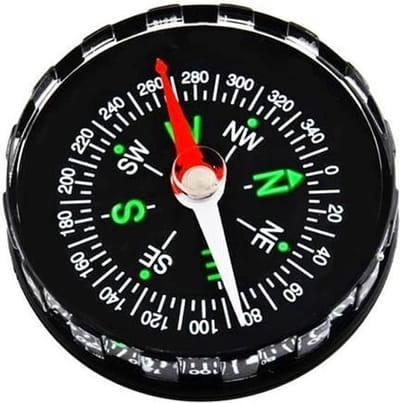 New Age Devi - Zwart rond mini kompas - perfect voor outdoor activiteiten