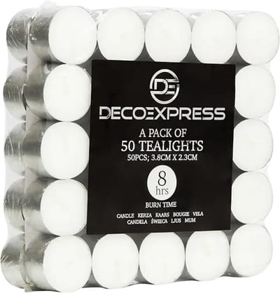 LoShop Theelichtkaarsen Multipack - 50 stuks, 4 uur brandtijd - Witte ongeparfumeerde theelichtjes