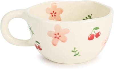 Handgemaakte keramische koffiemok, schattige mok voor meisjes en vrouwen, esthetische theemok met handvat, perfect voor latte, warme chocolademelk en thuisgebruik, 250ml (Roze)