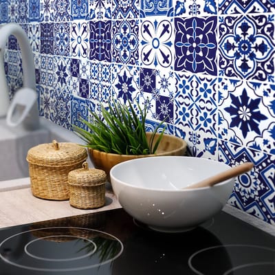 Muurstickers - Zelfklevende tegelmuurstickers voor keuken en badkamer - 9 Mandiva tegelstickers - 9 stickers 20x20cm