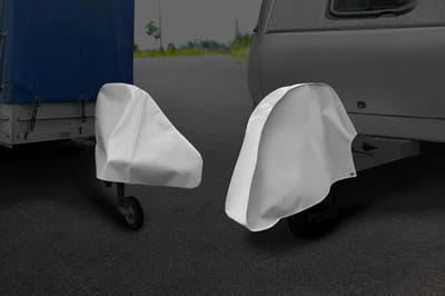 Disselafdekking Caravan - Aanhangerhoes PVC - Bescherming Dissel - Handgemaakt Vrachtwagenzeil - 88x70cm Ongeremd - Beige