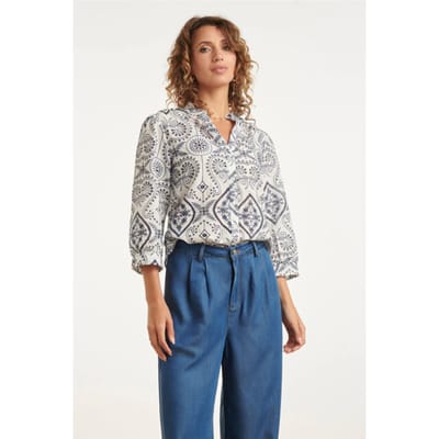 Smashed Lemon Blouse met paisley borduurwerk en ruches |