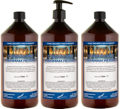 Hairconditioner Hammam Herbal 1 liter met zwarte pomp - set van 3 stuks