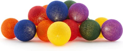 Cotton Ball Lights - LED lichtslinger voor binnen - Handgemaakt en Fairtrade - 20 lampjes - Rainbow