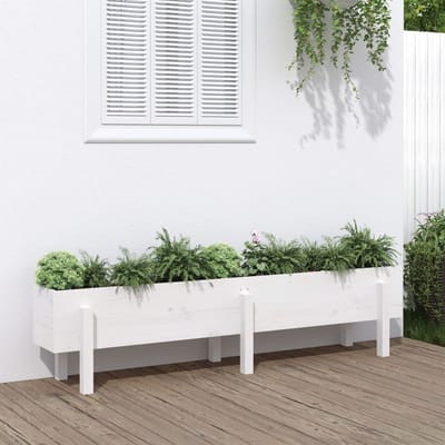 vidaXL - Plantenbak - verhoogd - 160x30x38 - cm - massief - grenenhout - wit