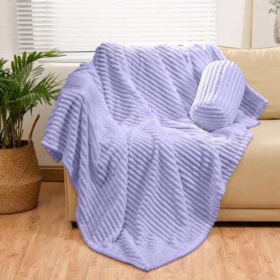 Flanellen Plaid - Zachte Deken - Gezelligheid Thuis - Inclusief Opbergzak - 300GSM - Lichtpaars