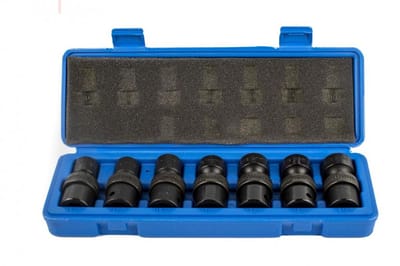 HBM 7-delige 1/2 inch krachtdoppenset metrische maten met kniegewrichten