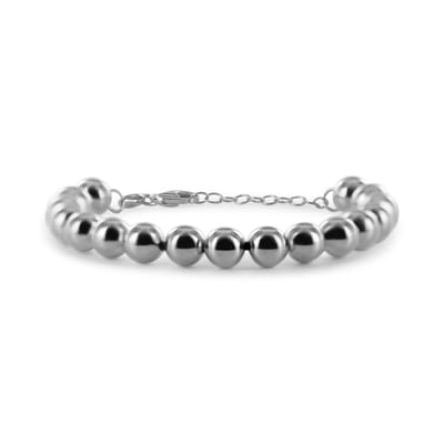 New Bling 9SIL-23248 Zilveren Armband Bolletjes 8mm - 16+3cm - Karabijnsluiting - Rhodium - Zilver