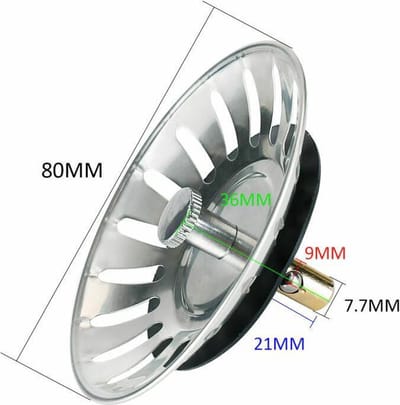 *** Afvoerstop 8cm Breed - RVS - Wasbakstop 80MM - Universeel - Keuken - Gootsteenzeef - Zilver - van Heble® ***