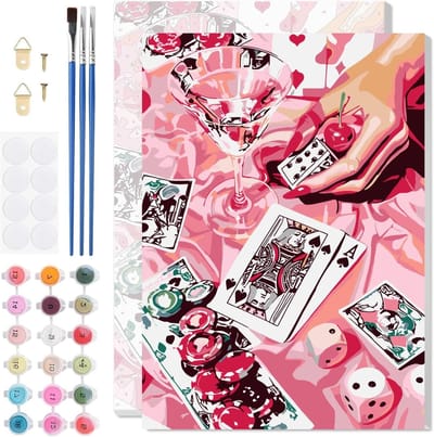 Poker verf op nummer kits voor volwassenen en beginners, DIY schilderen op canvas voor wanddecoratie en geschenken 20 x 30 cm