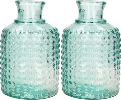 Atmosphera bloemenvaas Luneville - 2x - Apotheker Fles model - glas - H20 x D12 cm