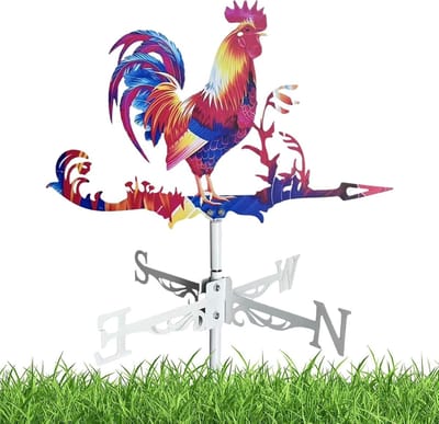 Metalen Weerdecoratie - Tuin Windmeter - Buiten Weer Zien - Duurzaam Metaal UV-bestendig - 65x36cm - Kleurrijk