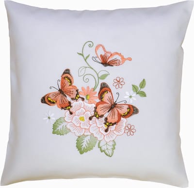 Kussenhoes - Ecru - Rood - Vlinders - 40x40 cm