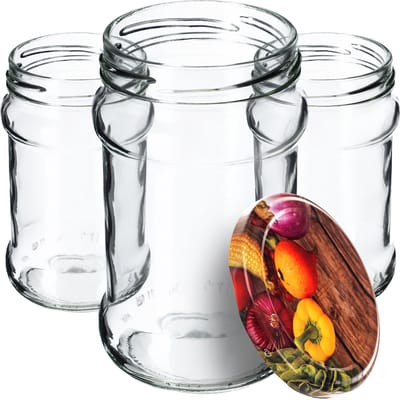 KADAX Kleine inmaakpotten, 315 ml, diameter 66 mm, potten voor honing, jampotten met deksel, luchtdichte, ronde potten (paprika, 10 stuks)