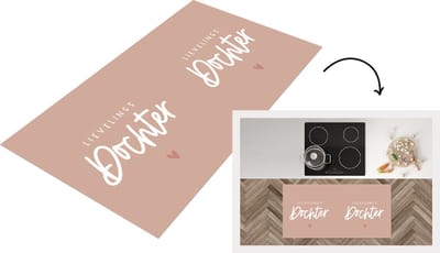 Keukenloper - Loper keuken - Dochter - Roze - Hartje - Lievelingsdochter - Spreuken - Tekst - 120x60 cm - Keukenloper vinyl
