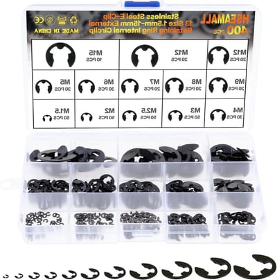 400 stuks externe bevestigingsringen E-Clip 15 mm-15 mm 13 maten klikring circlip