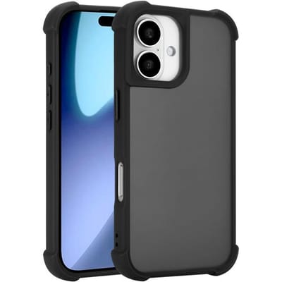 Coverzs matte shock hoesje geschikt voor iPhone 17 (zwart) – stevige case met krasbestendige bescherming, slank design en perfecte pasvorm